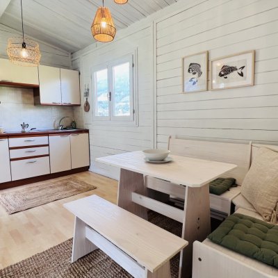 Kitchen and Living White Chalet